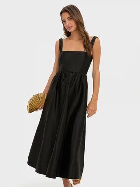 Tuckernuck Black Dupioni Esme Dress Medium with Pockets